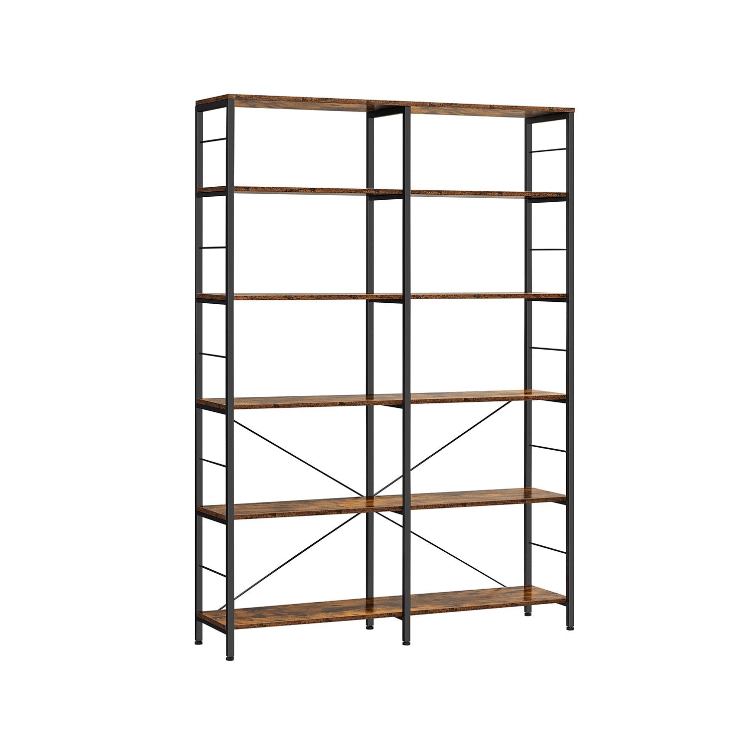 Bookcase - 6 levels - 30 x 120 x 172.5 cm - Vintage brown / black