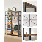 Bookcase - 6 levels - 30 x 120 x 172.5 cm - Vintage brown / black