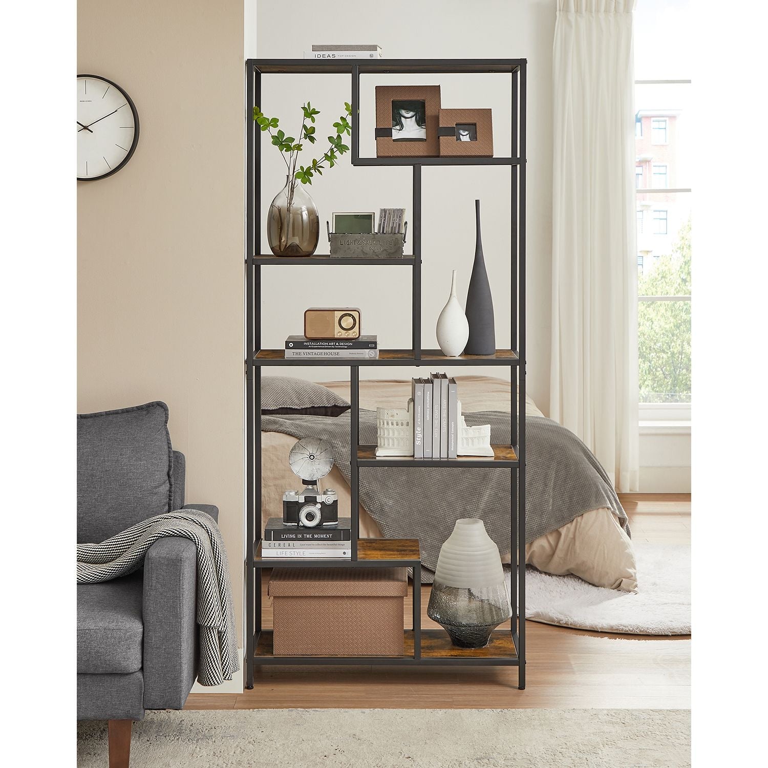 Bookcase - Decor Cabinet - Living room cabinet - Storage cabinet - Standing cupboard - Wall cabinet - Vintage Brown