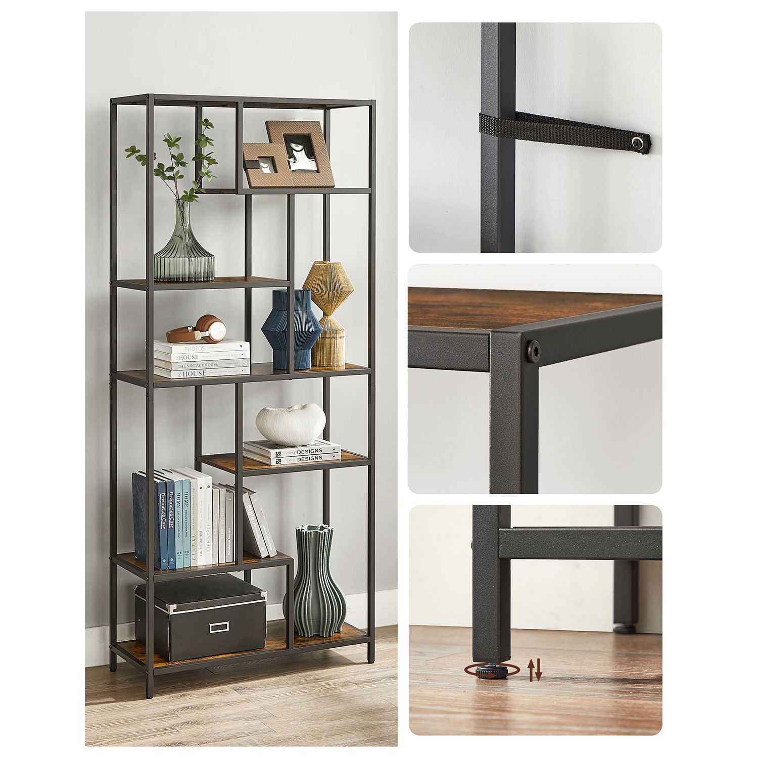 Bookcase - Decor Cabinet - Living room cabinet - Storage cabinet - Standing cupboard - Wall cabinet - Vintage Brown