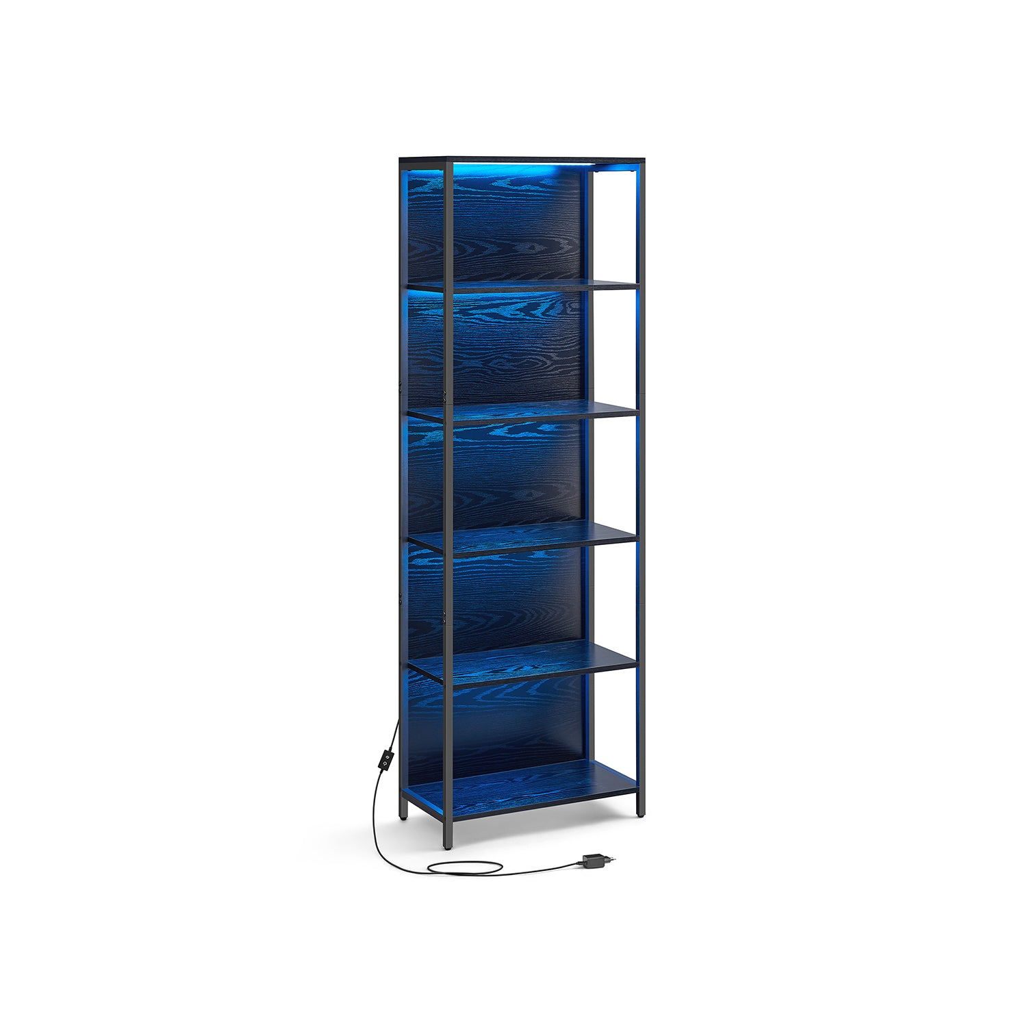 Bookcase with 6 levels and lighting, 30 x 60 x 180 cm