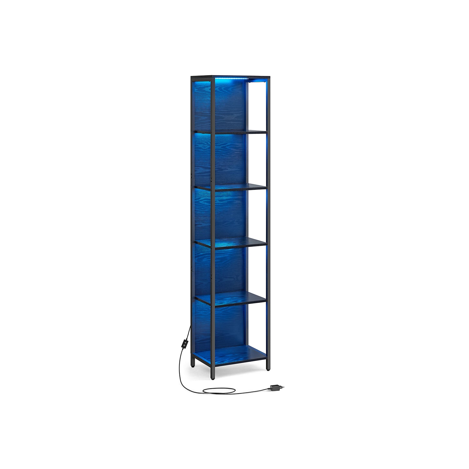 Bookcase with 6 levels and lighting, 30 x 40 x 180 cm