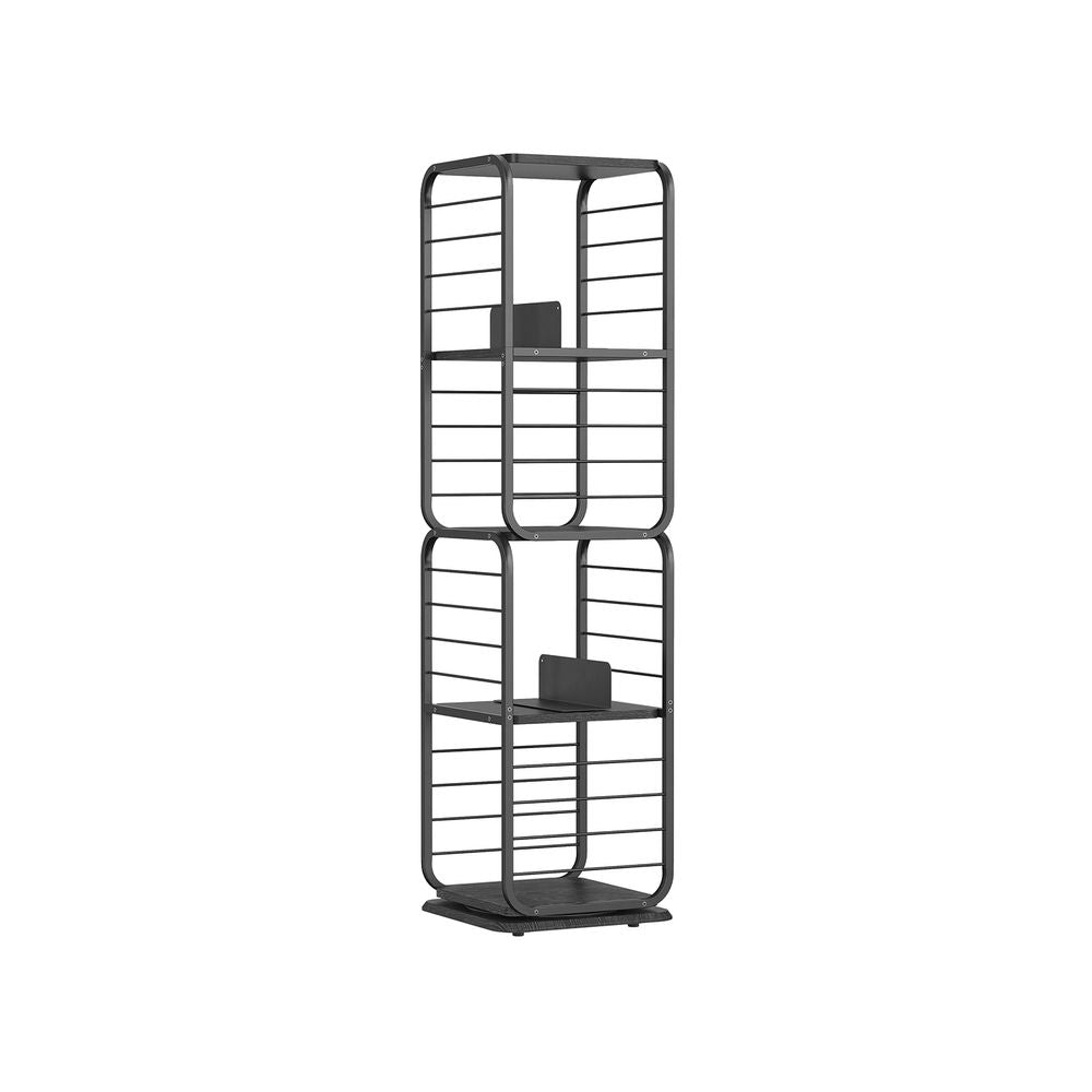 Bookcase - Living room cabinet - 4 layers - With book supports - Wood - Black