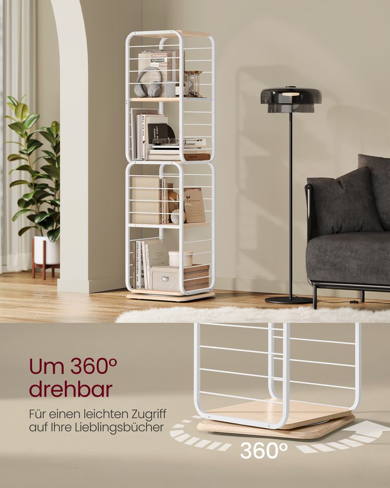 Bookcase - Living room cabinet - 4 layers - With book supports - Wood - White