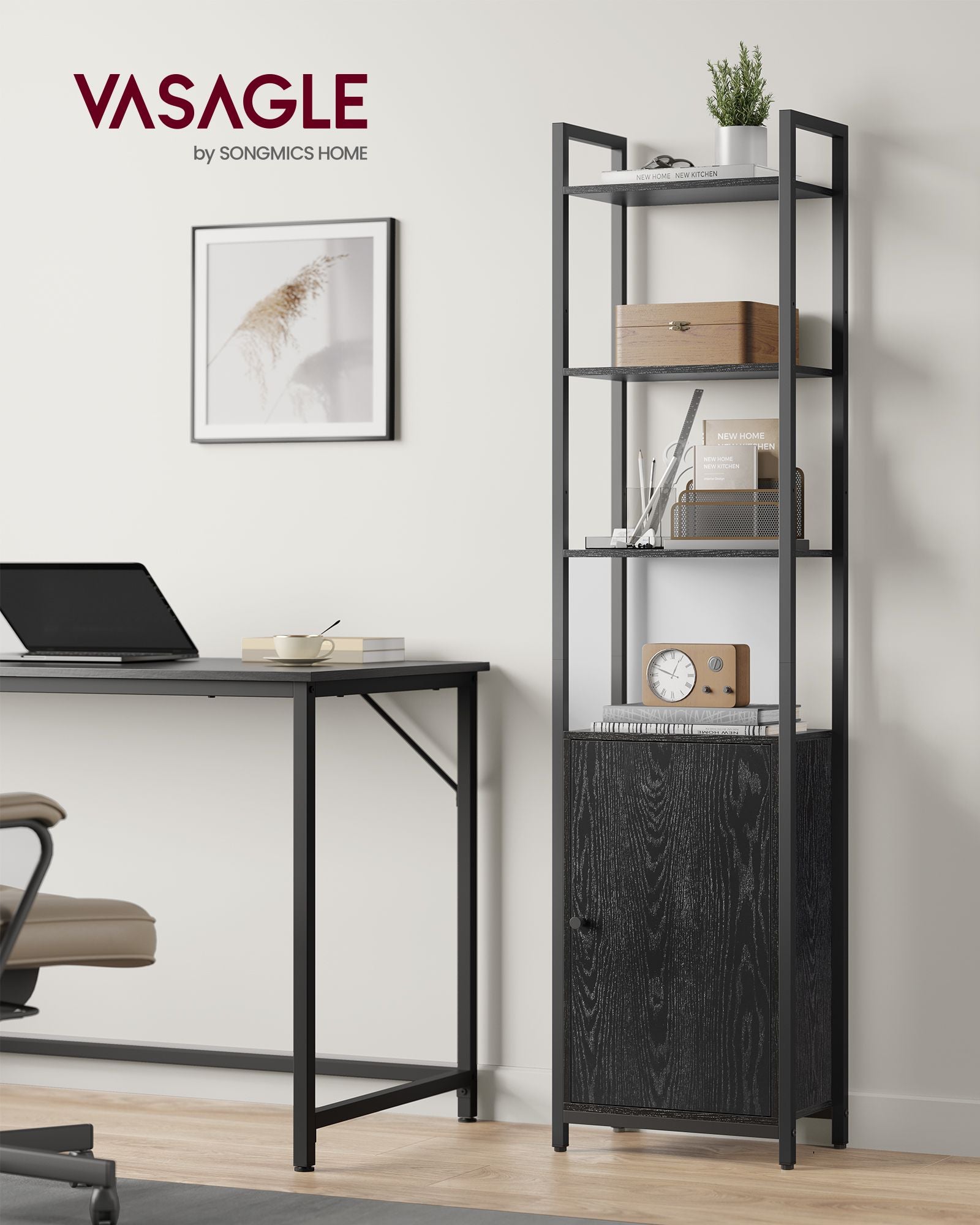 Bookcase 24 x 40 x 159.5 cm ebony black-ink black