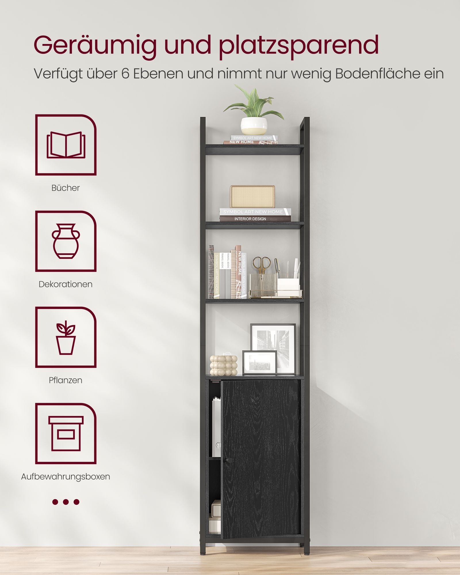 Bookcase 24 x 40 x 159.5 cm ebony black-ink black
