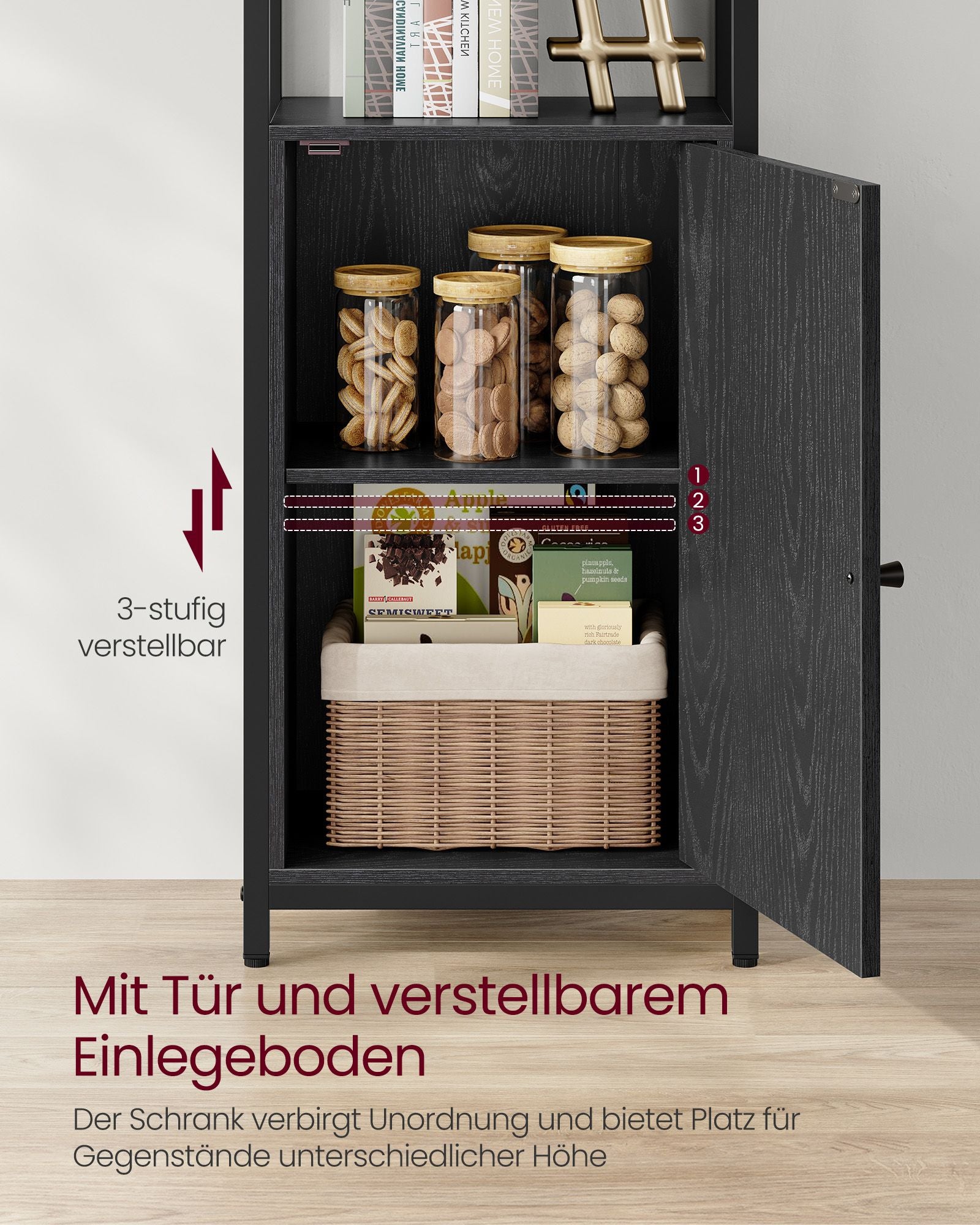 Bookcase 24 x 40 x 159.5 cm ebony black-ink black