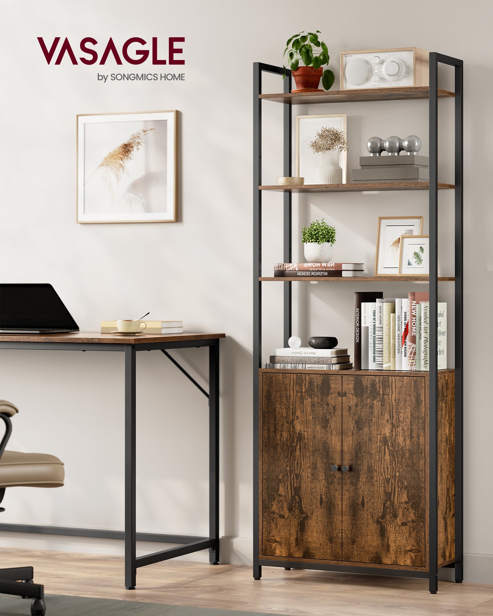 Bookcase 24 x 60 x 159.5 cm Vintage brown-ink black