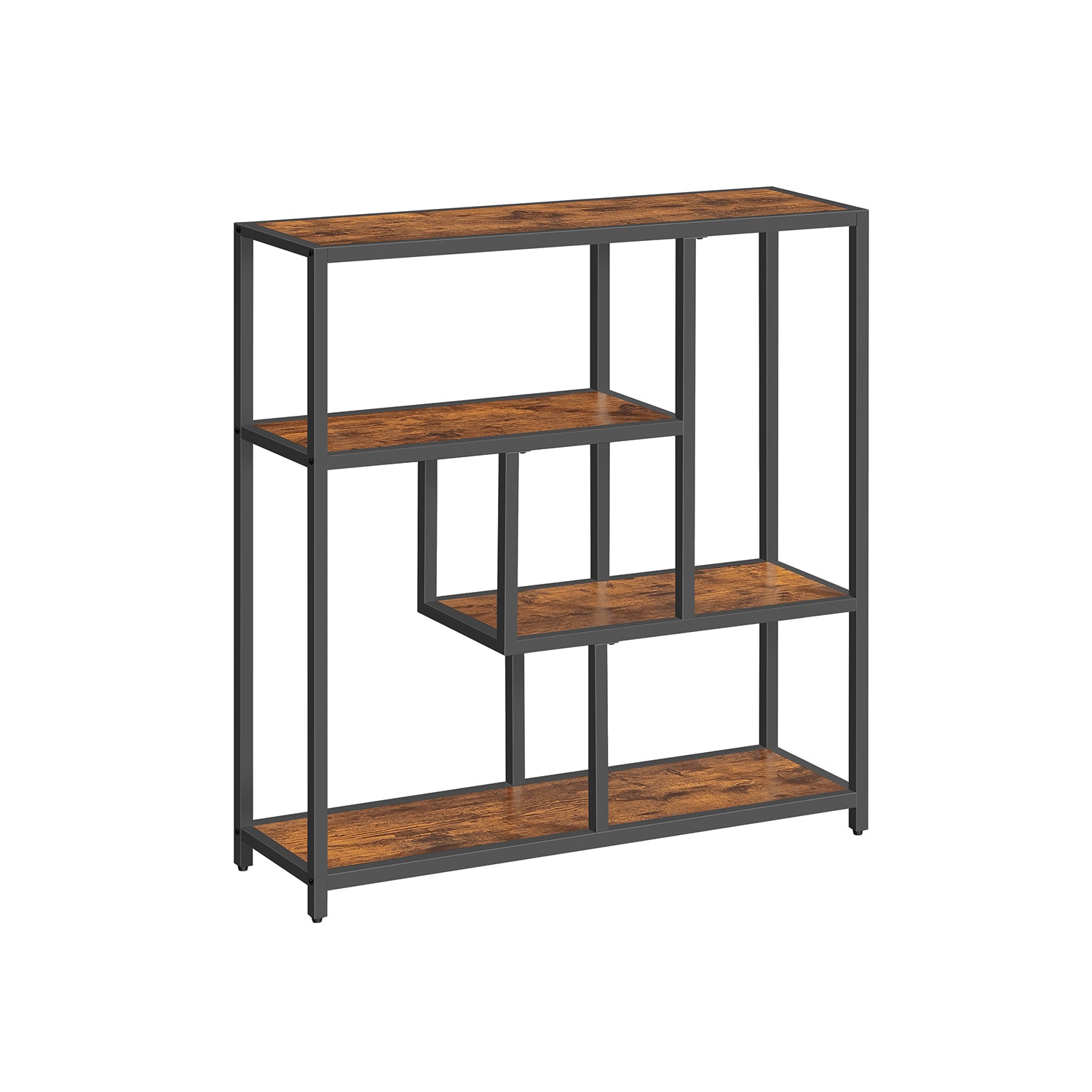 Bookcase with 4 shelves vintage brown-ink black