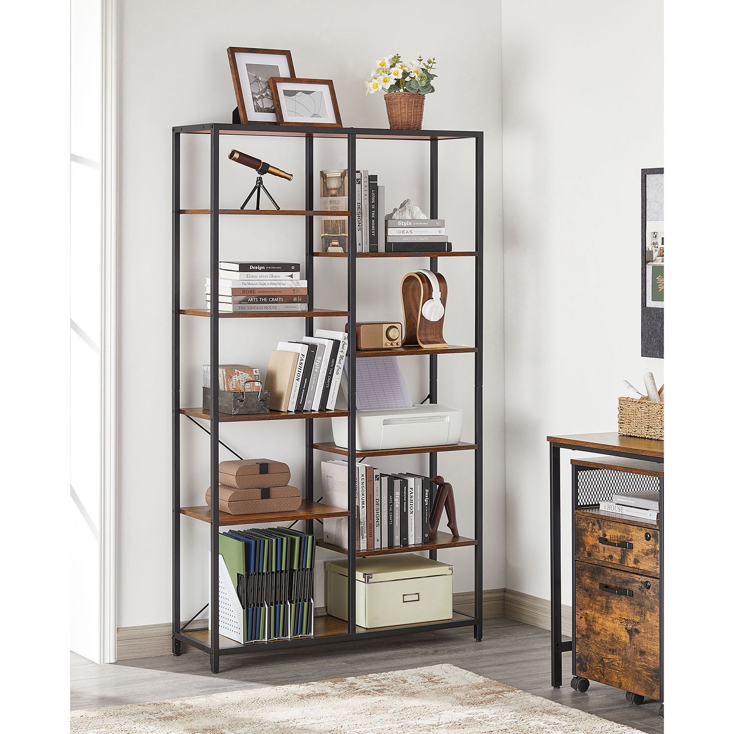 Bookcase - Decorative cupboard - Storage cupboard - Vintage Brown / Black