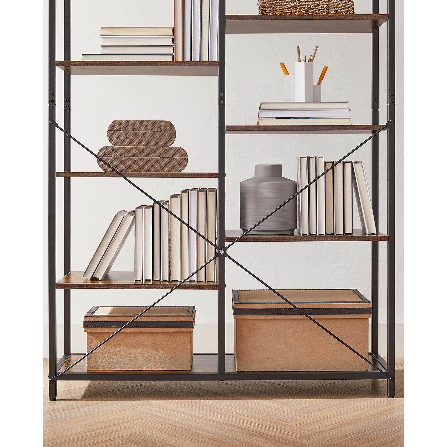 Bookcase - Decorative cupboard - Storage cupboard - Vintage Brown / Black