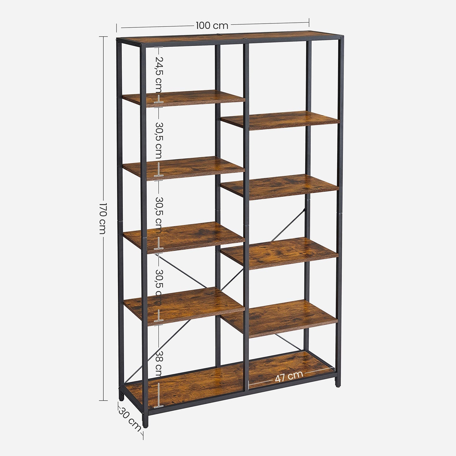 Bookcase - Decorative cupboard - Storage cupboard - Vintage Brown / Black