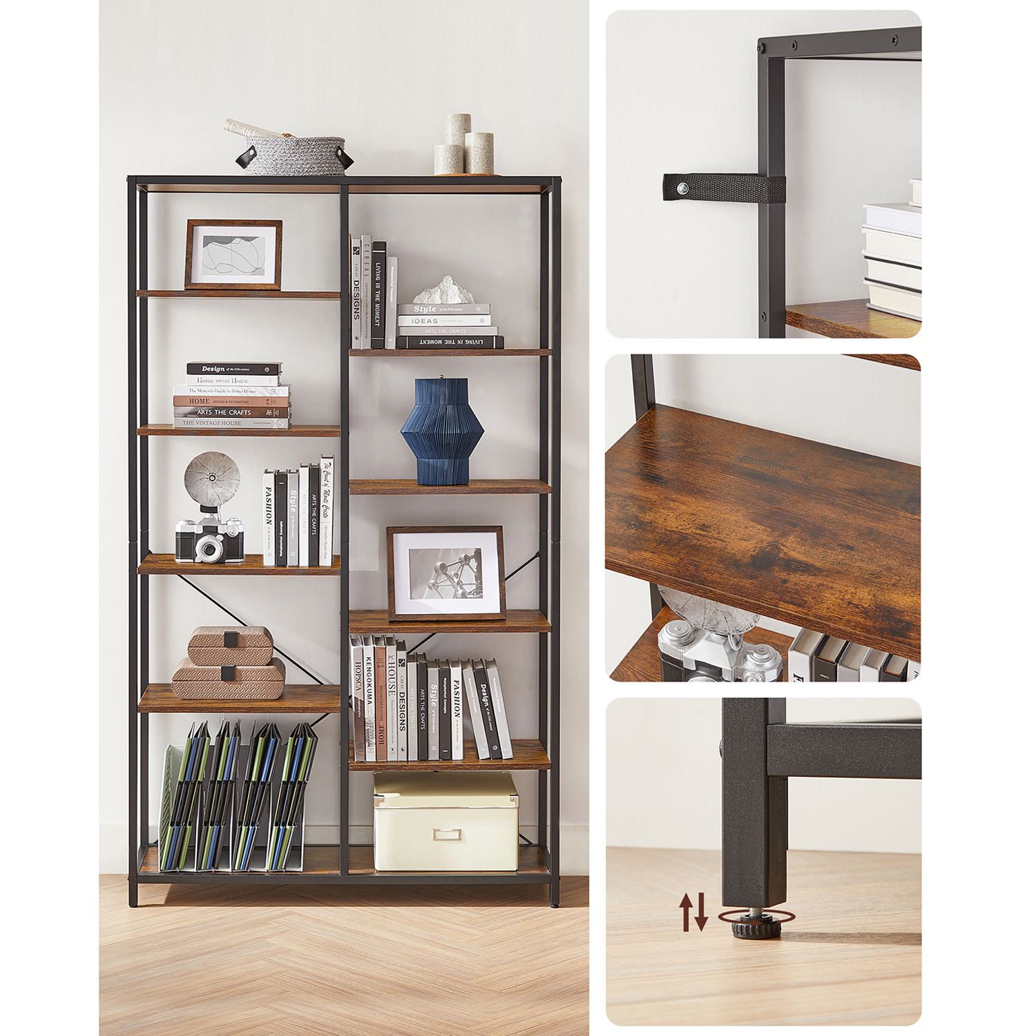 Bookcase - Decorative cupboard - Storage cupboard - Vintage Brown / Black