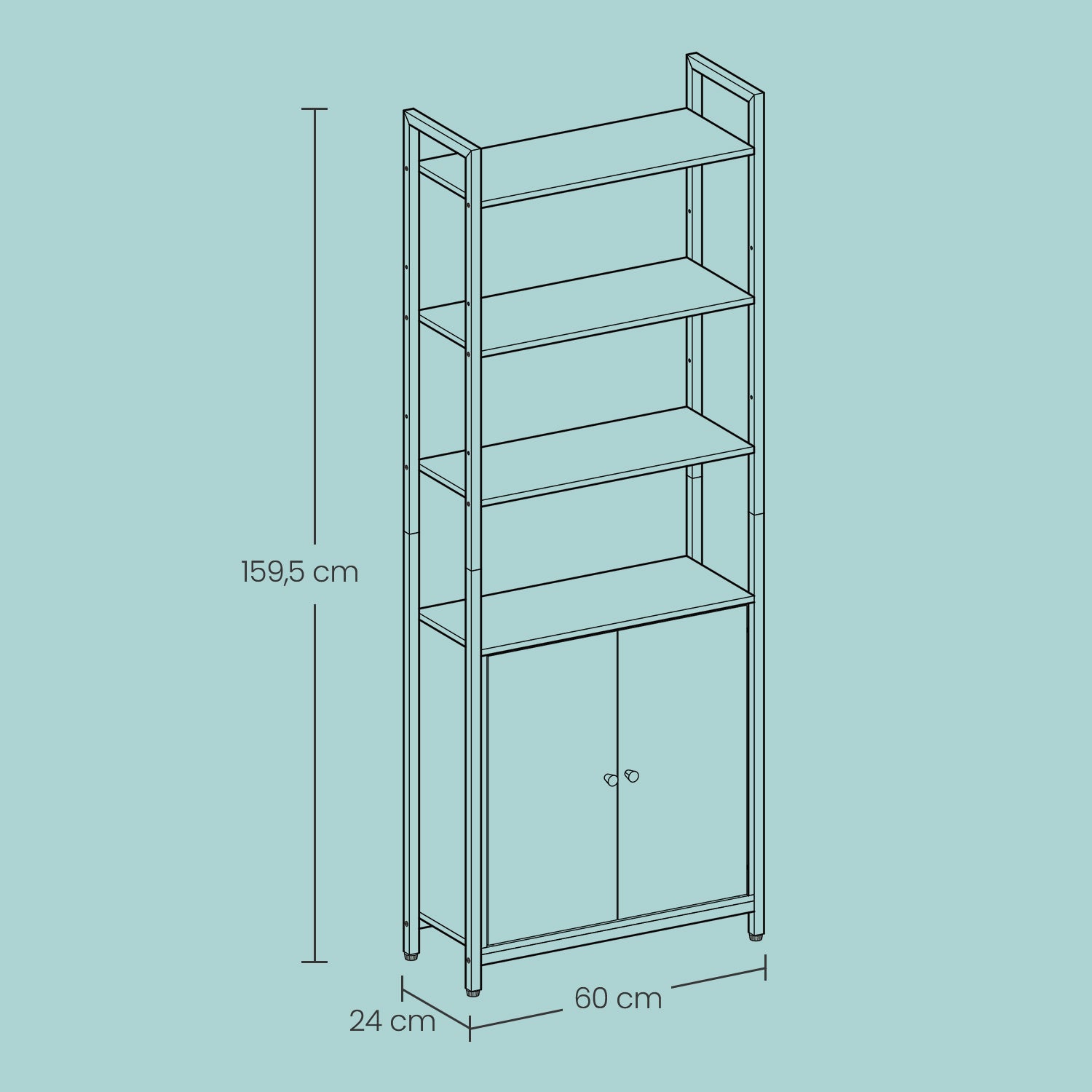Bookcase with 6 levels