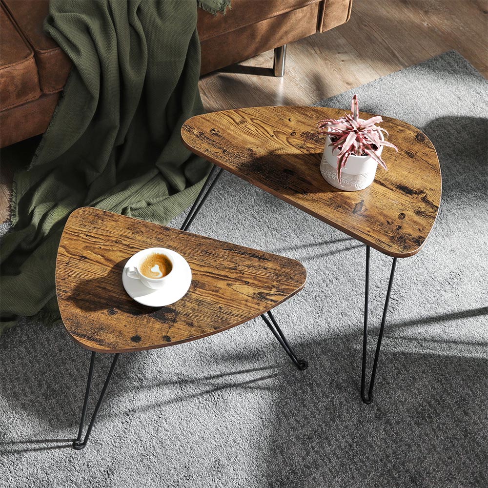Side tables - Set of 2 - Coffee table - Industrial Design - Brown/Black