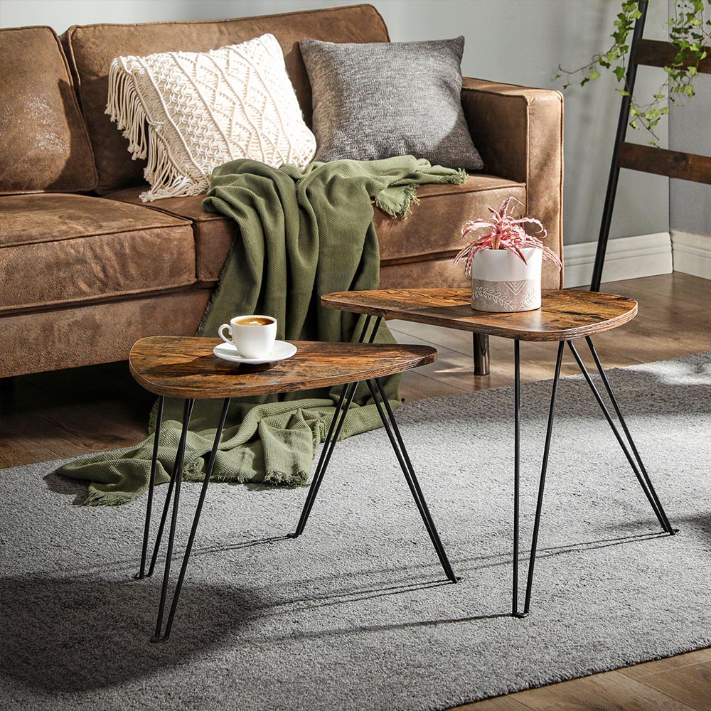 Side tables - Set of 2 - Coffee table - Industrial Design - Brown/Black