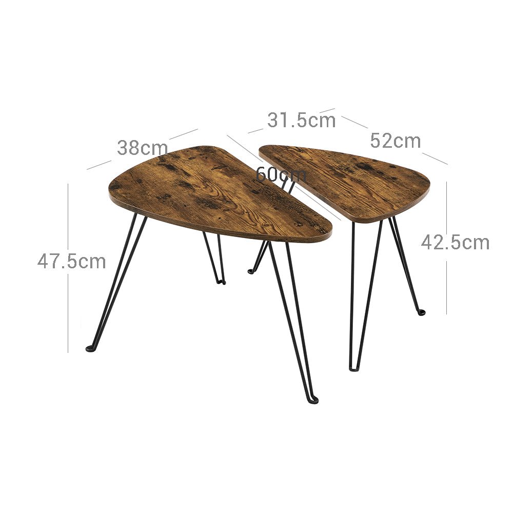 Side tables - Set of 2 - Coffee table - Industrial Design - Brown/Black