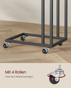 Side table-C-shape-On wheels-Ebony Black