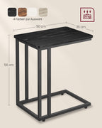 Side table-C-shape-On wheels-Ebony Black