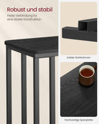 Side table-C-shape-On wheels-Ebony Black
