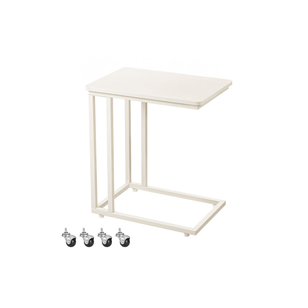 Side table-C-shape-On wheels-Ebony Black