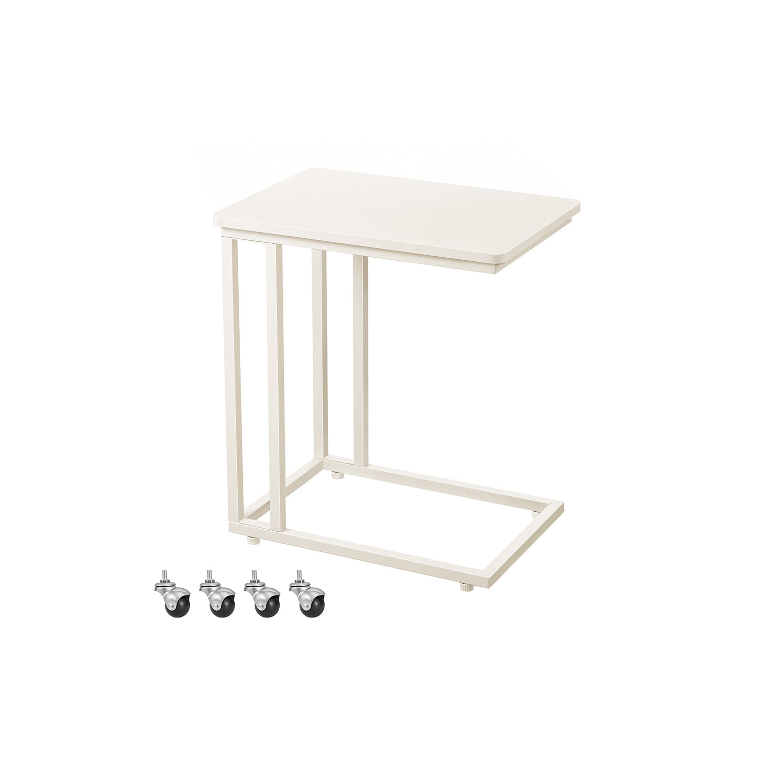 Side table-C-shape-On wheels-Ebony Black