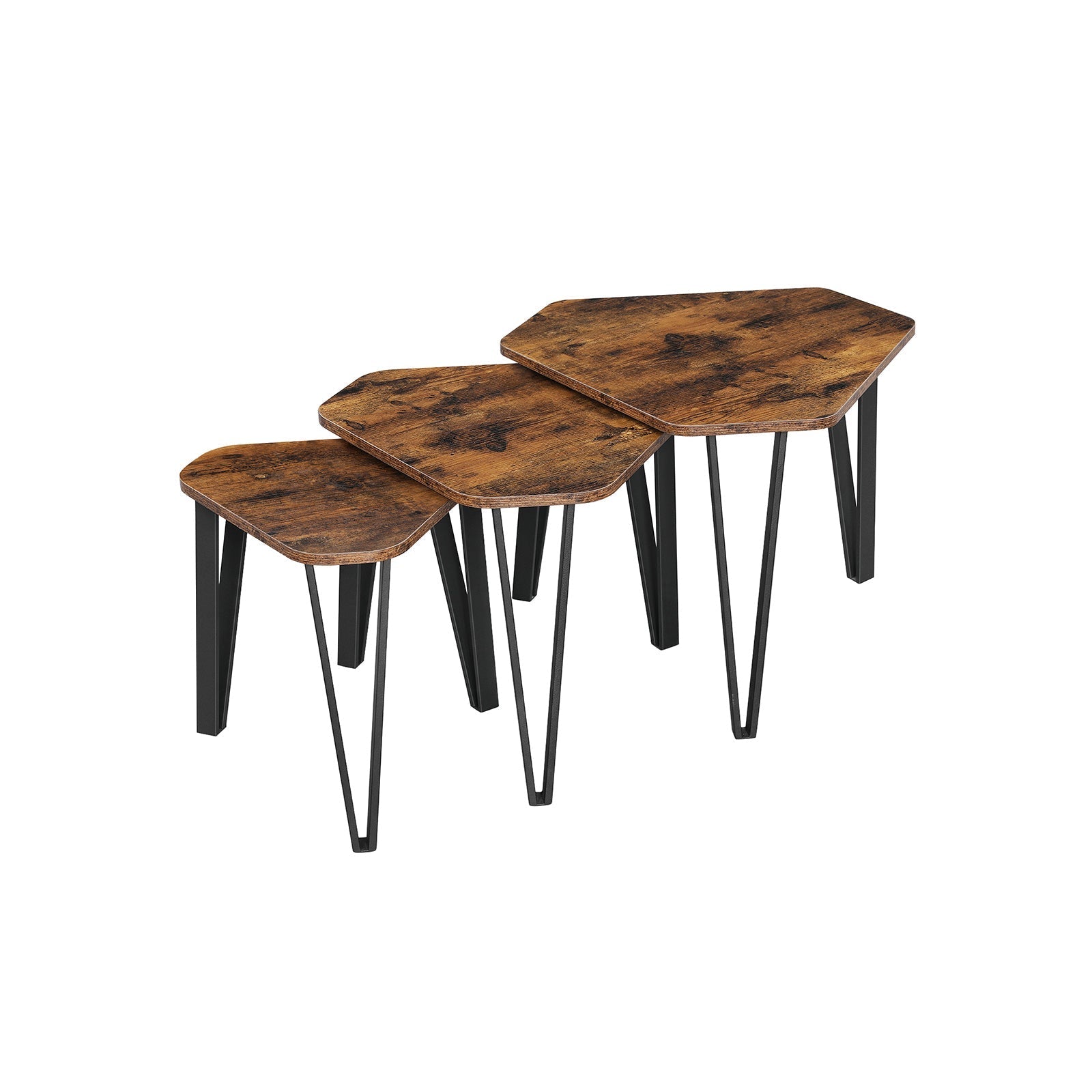 Bedside tables - set of 3 - Industrial design - side tables - brown