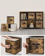 Cube cabinet - Storage cabinet - with 6 compartments and 6 boxes - easy to assemble - Brown