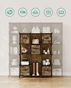 Cube cabinet - Storage cabinet - with 6 compartments and 6 boxes - easy to assemble - Brown