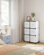 Cube cabinet - Storage cabinet - with 6 compartments and 6 boxes - easy to assemble - White