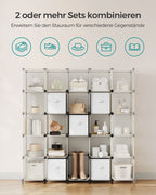 Cube cabinet - Storage cabinet - with 6 compartments and 6 boxes - easy to assemble - White