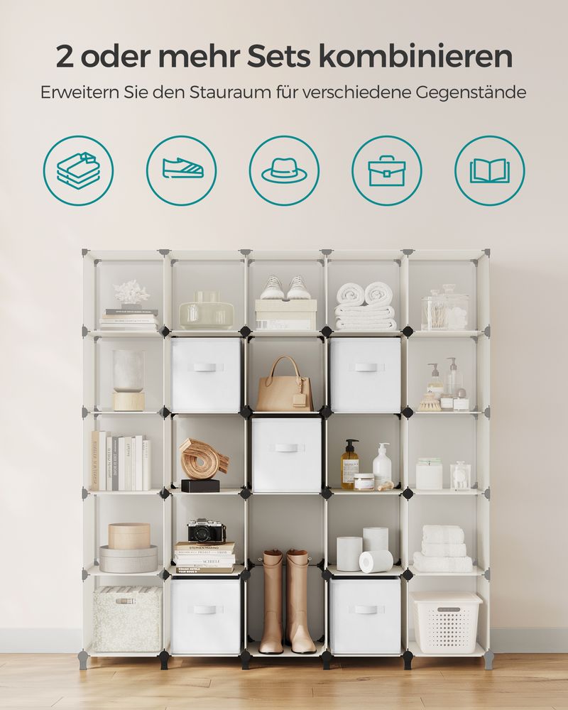 Cube cabinet - Storage cabinet - with 6 compartments and 6 boxes - easy to assemble - White
