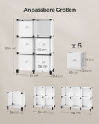 Cube cabinet - Storage cabinet - with 6 compartments and 6 boxes - easy to assemble - White