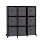 Cube cabinet - Storage cabinet - with 9 compartments and 9 boxes - easy to assemble - Black