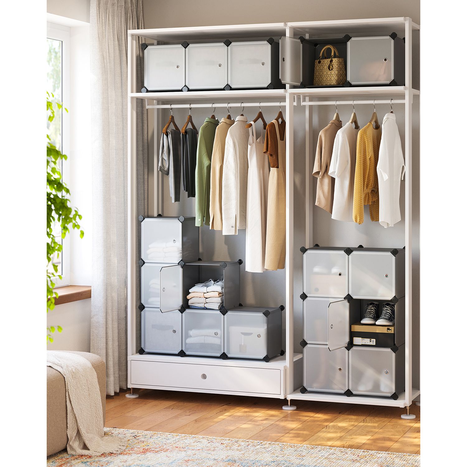 Cube cabinet - Storage cabinet - Doors - Gray
