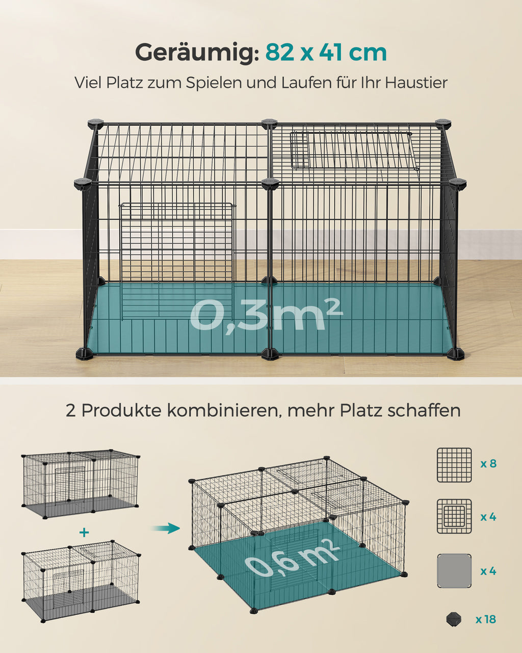 Small animal cage - 82 x 41 x 41 cm - with 2 doors - l