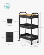 3 metal grilles, ink -black serving truck
