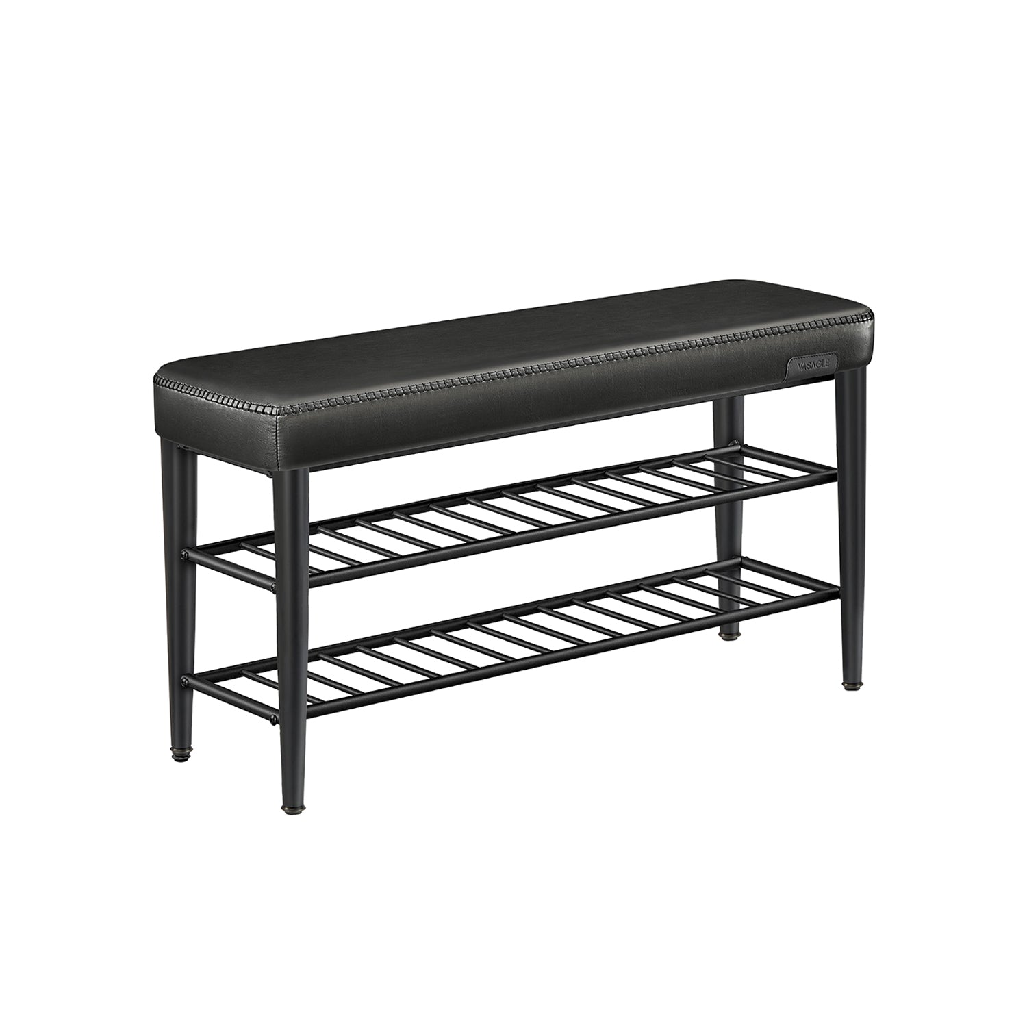 Shoe bench with seams 30 x 100 x 50 cm ink black