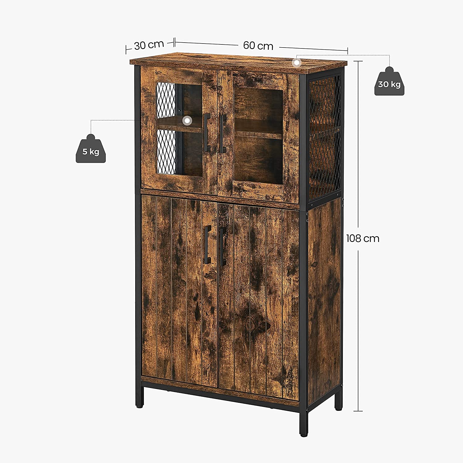 Bathroom furniture - Dresser - Storage cabinet - Adjustable board - Steel frame