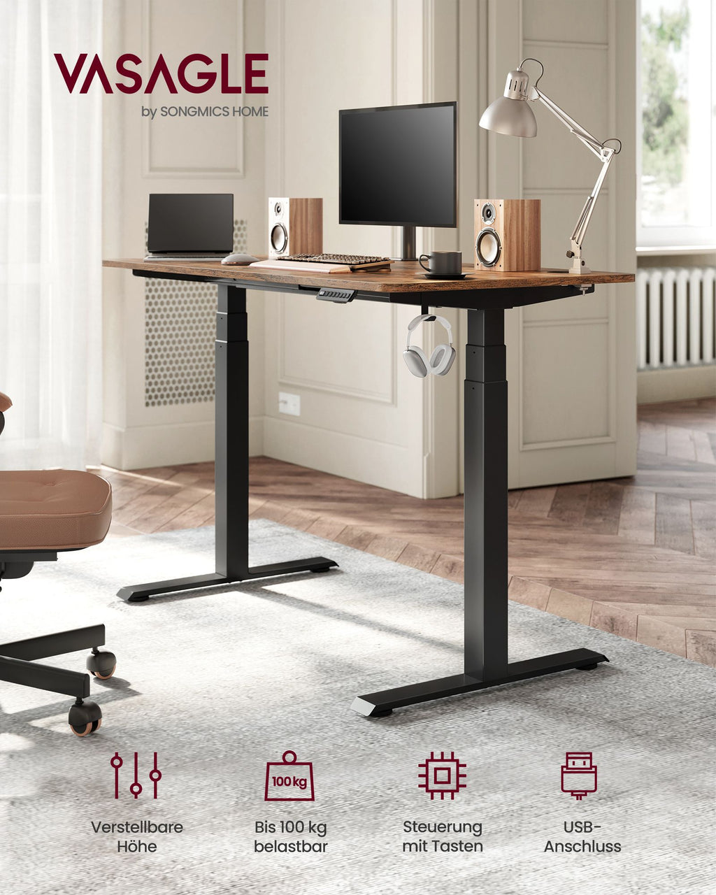 Height -adjustable desk - with memory function - with wheels