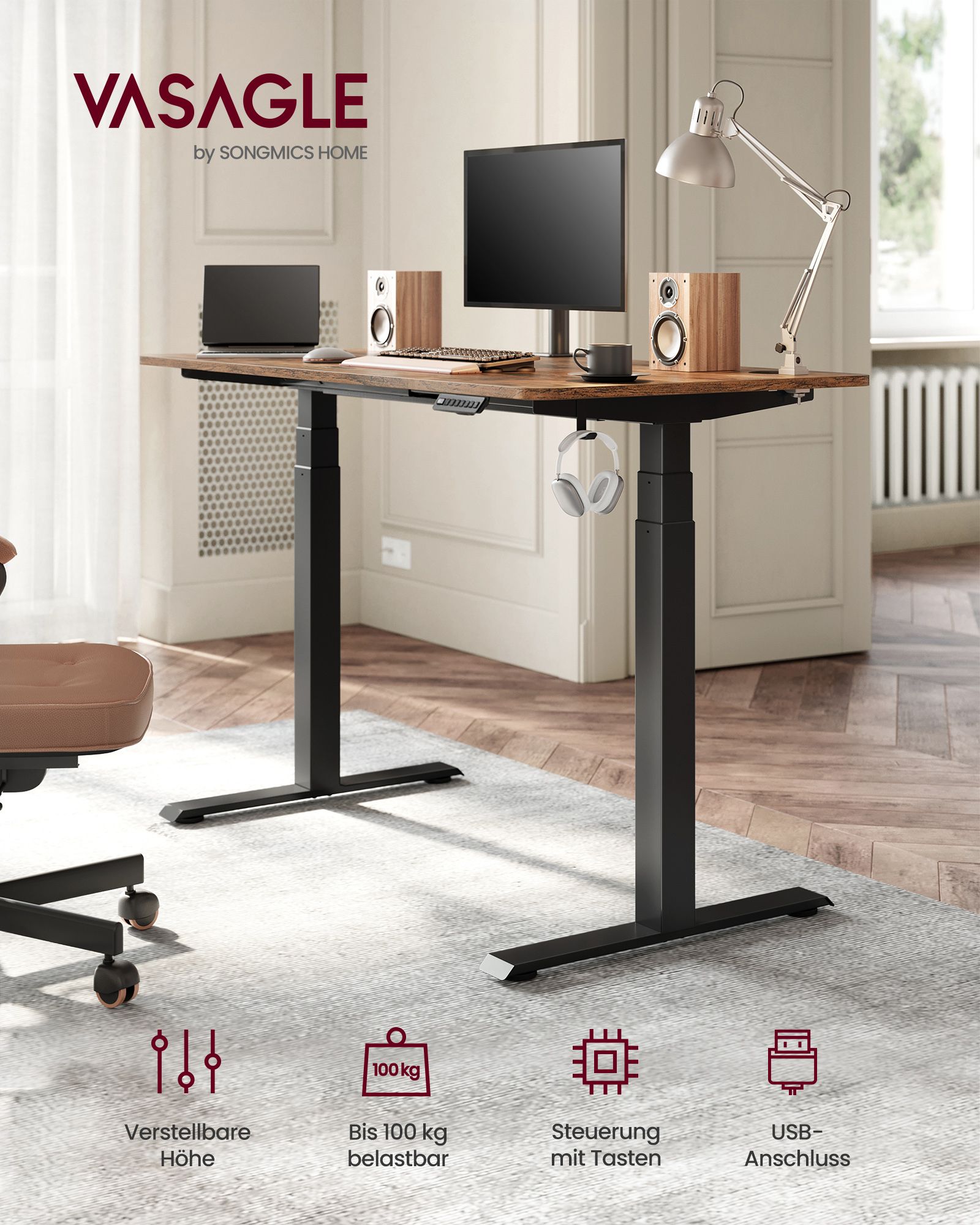 Height -adjustable desk - with memory function - with wheels