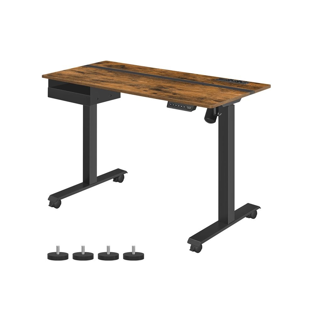 Electric desk - height adjustable - with socket