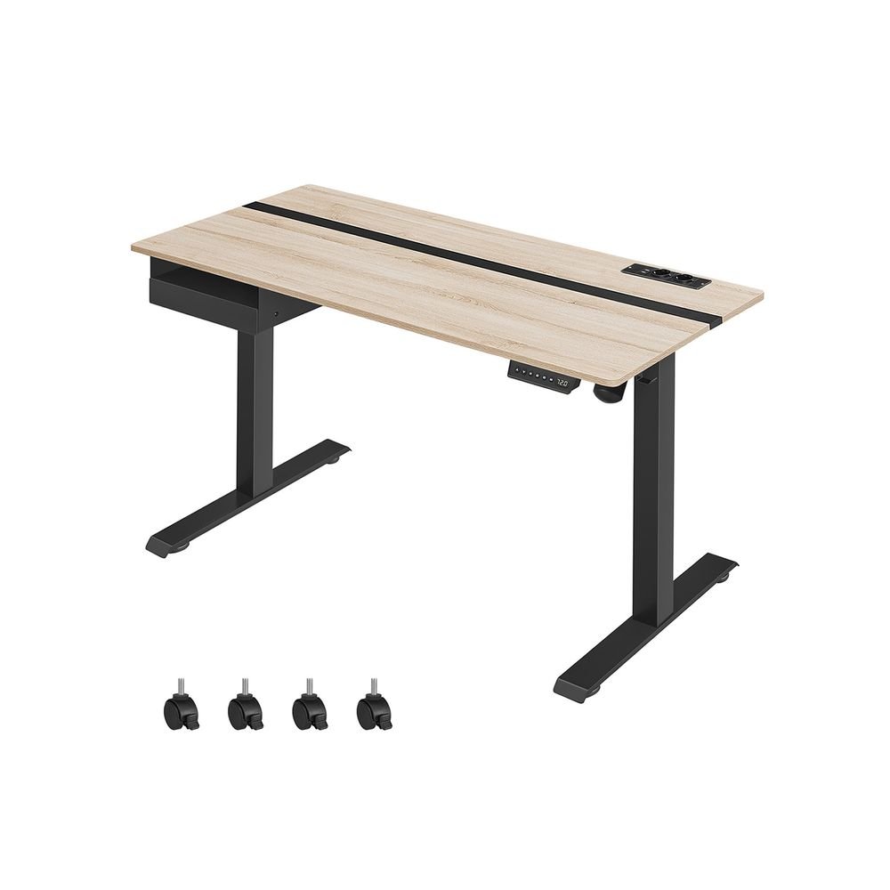 Electric desk - height adjustable - with socket