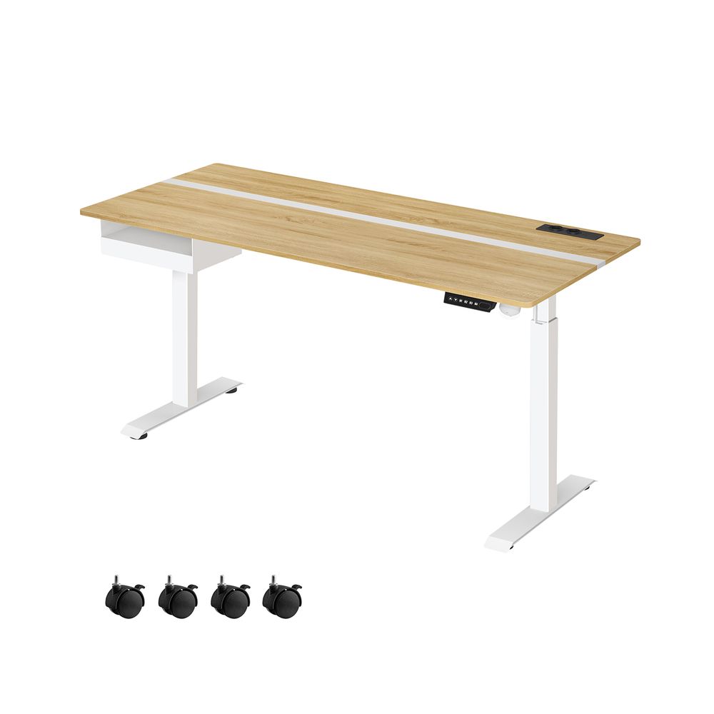 Electric desk - height adjustable - with socket