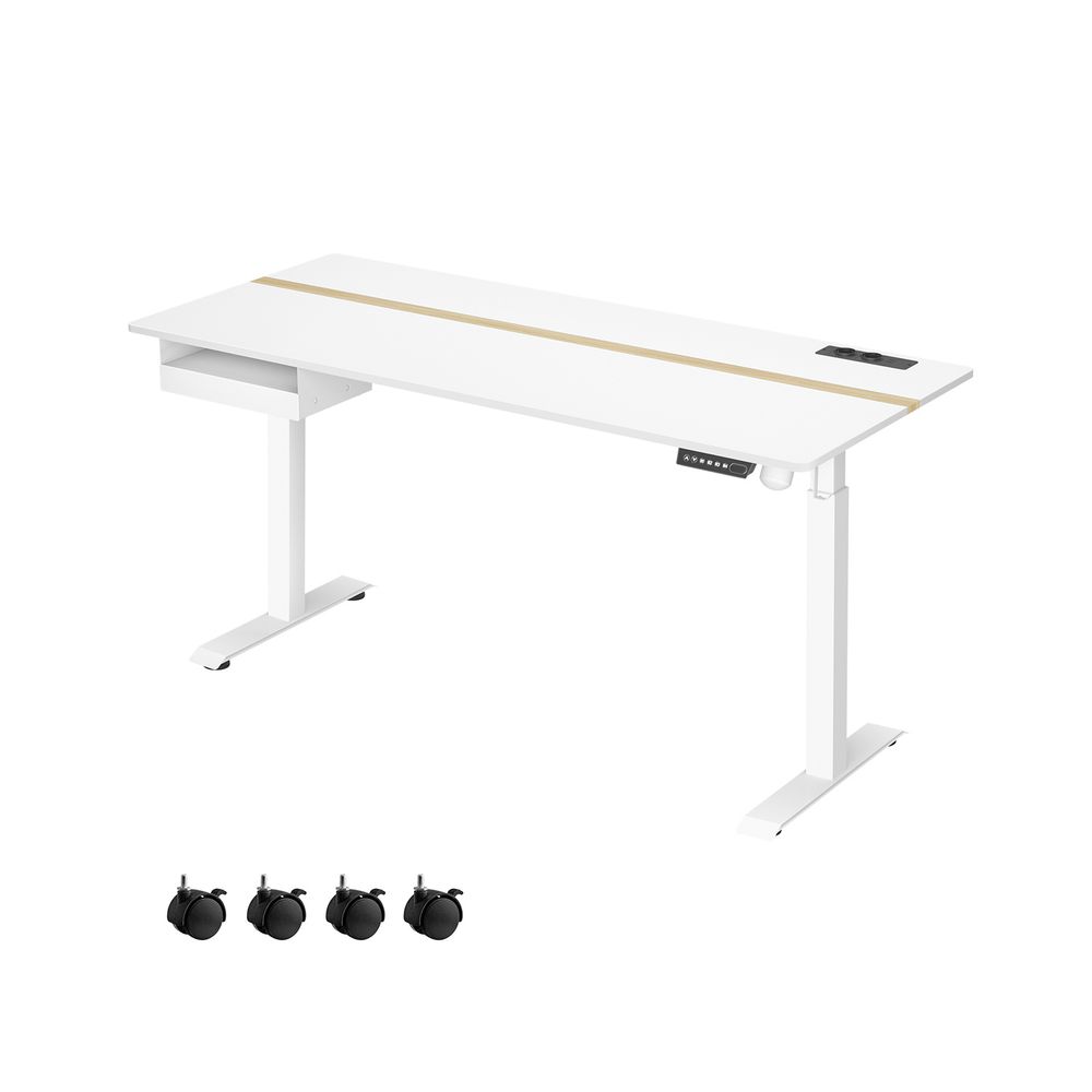 Electric desk - height adjustable - with socket