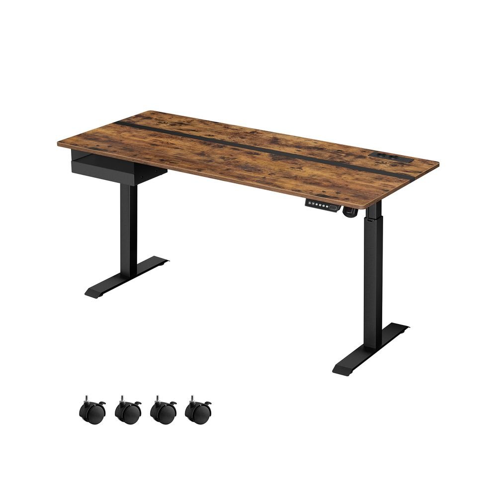 Electric desk - height adjustable - with socket