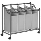 Laundry basket on wheels - 4 wash bags - 4 x 35 liters - Beige