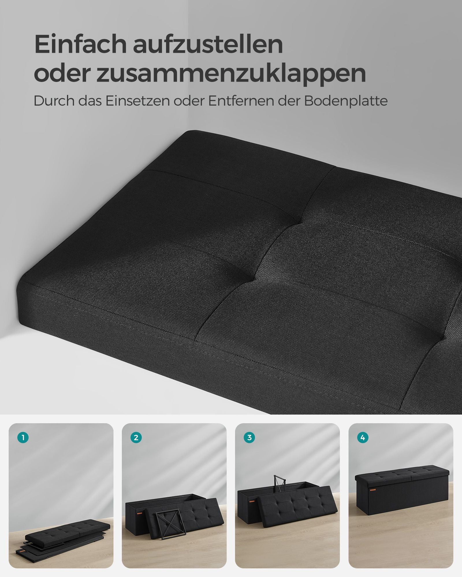 Sofa - with storage space - 38 × 110 × 38 cm - ink -black
