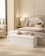 Stool with storage space 38 x 110 x 38 cm cream white