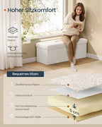 Stool with storage space 38 x 110 x 38 cm cream white